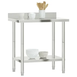 Kuchenny stół roboczy z rantem, 82,5x55x93 cm, stal nierdzewna - Wózki na żywność - miniaturka - grafika 5