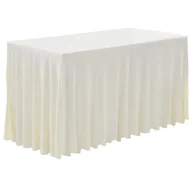 Obrusy i serwetki - vidaXL Obrusy z falbaną, elastyczne, 2 szt., 183 x 76 x 74 cm, kremowe - miniaturka - grafika 1