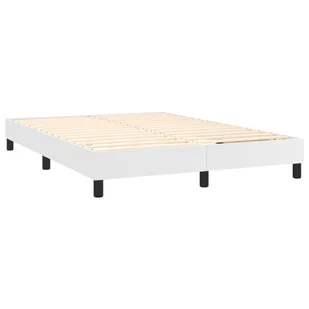 Lumarko Łóżko kontynentalne z materacem i LED  biała ekoskóra 140x190cm - Łóżka - miniaturka - grafika 5