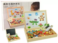 Tablice dla dzieci - LEANToys Drewniana Tablica Dwustronna Kreda Magnesy ze Zwierzątkami 9112 - miniaturka - grafika 1
