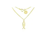 Biżuteria religijna - Naszyjnik z medalikiem rybą ICHTYS - 24k złocenie - miniaturka - grafika 1