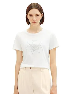 T-shirt damski TOM TAILOR z nadrukiem, 10315-Szept Biały, L - Koszulki i topy damskie - miniaturka - grafika 1