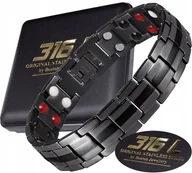 Bransoletki - SZEROKA ZDROWOTNA BRANSOLETKA MAGNETYCZNA DUŻA MOC STAL CHIRURGICZNA CZARNA - miniaturka - grafika 1