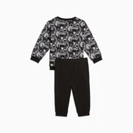 Spodnie sportowe męskie - Komplet dresowy chłopięcy Puma MINICATS AOP FL czarny 68332701 - miniaturka - grafika 1