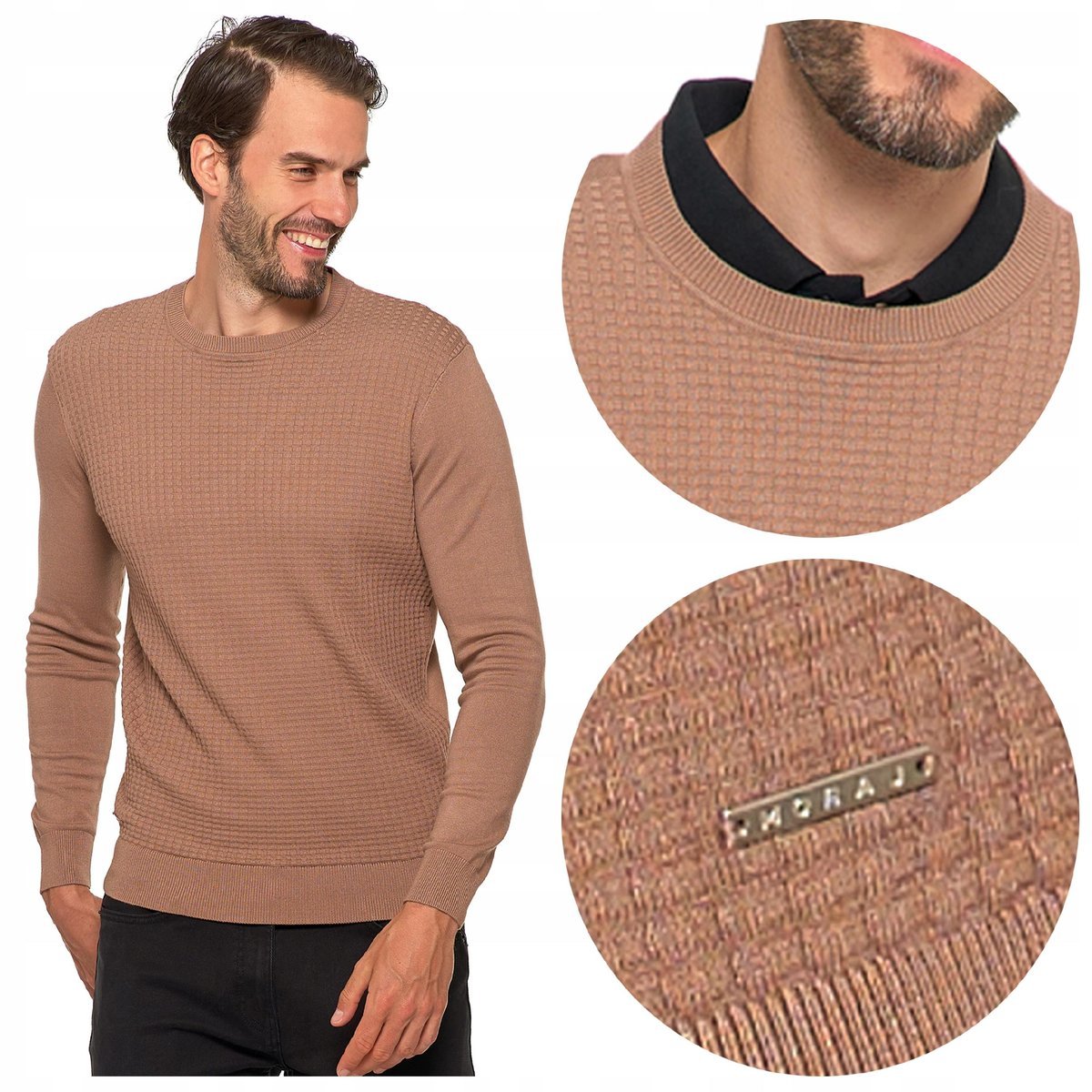 Sweter Męski Elegancki Klasyczny Wiskozowy Modny Długi Rękaw MORAJ r. S