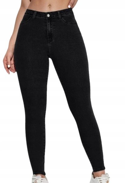 SHEIN SPODNIE JEANSOWE GŁADKIE RURKI CZARNE 36 1DB