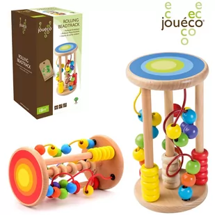Joueco Drewniany kolorowy walec z kuleczkami Joueco - Zabawki interaktywne dla dzieci - miniaturka - grafika 1