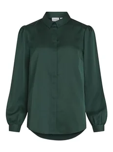 Vila Women's Różnorodne satynowa bluzka L/S/SU-NOOS, bluzka Pineneedle, 42, Pineneedle, 42 - Bluzki damskie - miniaturka - grafika 1
