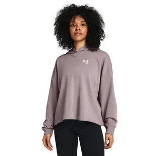 Damska bluza dresowa nierozpinana z kapturem Under Armour UA Rival Terry OS Hoodie - beżowa - UNDER ARMOUR - Bluzy sportowe damskie - miniaturka - grafika 1