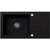 Zlewozmywaki - EOS Zlewozmywak granitowy z ociekaczem BARICCO czarny brokat srebrny - miniaturka - grafika 1