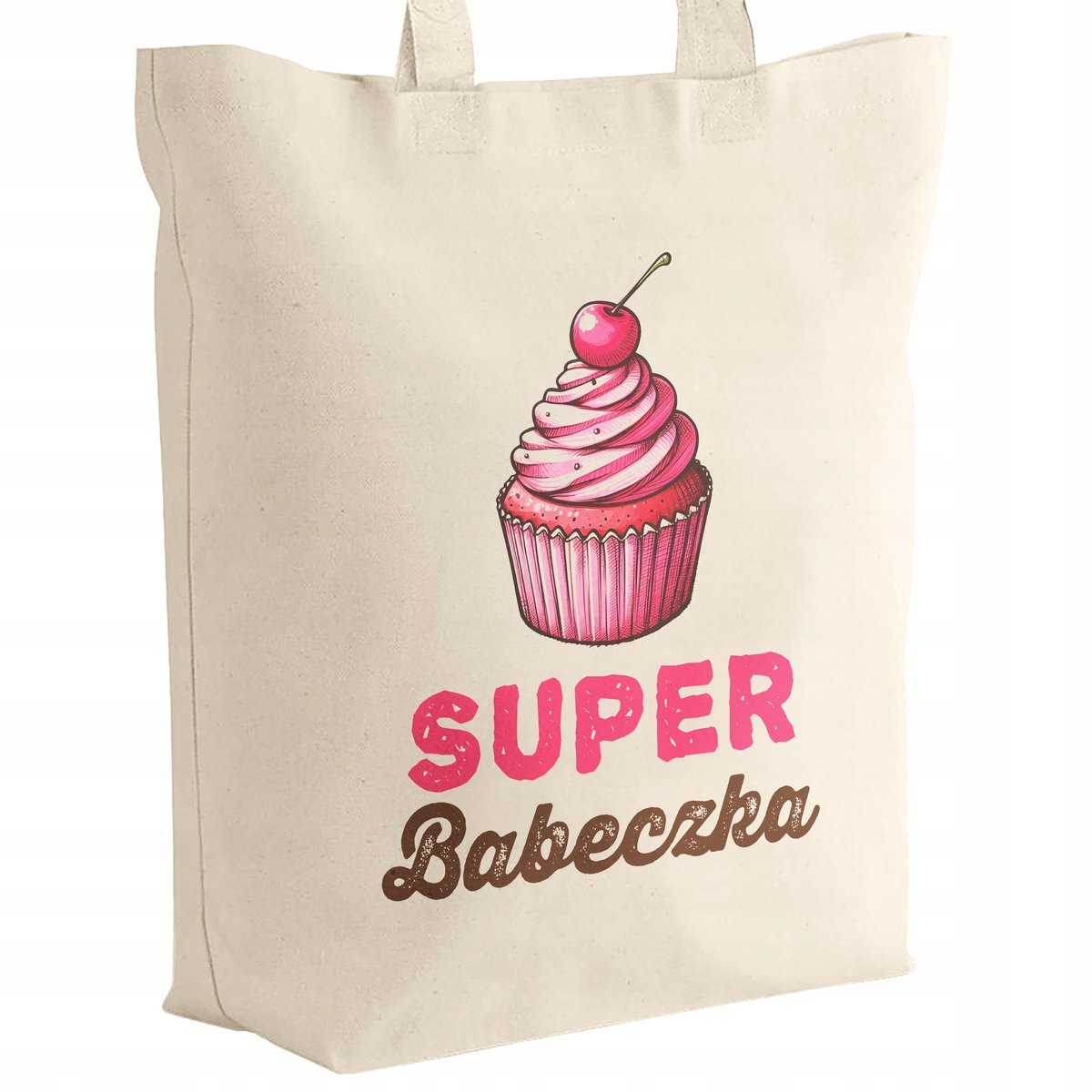 Torba bawełniana z dnem na zakupy Super Babeczka Z okazji Dnia Kobiet