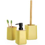 Akcesoria łazienkowe - Zestaw Carrara Dozownik na mydło + Kubek łazienkowy + Szczotka WC, żółty - miniaturka - grafika 1