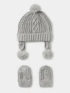Rękawiczki dla dzieci - Mayoral Zestaw Czapka i Rękawiczki 9.666 Szary Regular Fit - miniaturka - grafika 1
