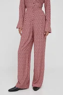 Spodnie damskie - Sisley spodnie damskie kolor różowy proste high waist - miniaturka - grafika 1