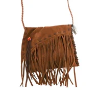 Torebki damskie - Chaks - Torebka na ramię brązowa, damska, crossbody boho z frędzlami w zamszowym stylu na festiwal, karnawał - miniaturka - grafika 1