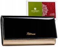 Portfele - Duży skórzany portfel damski na bigiel i zatrzask Peterson ochrona kart RFID STOP czarny - miniaturka - grafika 1