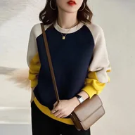 Bluzy damskie - Bluza damska w stylu oversize - Żółty - miniaturka - grafika 1