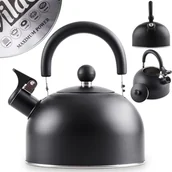 Czajniki na gaz - Czajnik z gwizdkiem stalowy czarny do gotowania wody na kuchenkę 2 l - miniaturka - grafika 1
