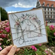 Kartki okolicznościowe i zaproszenia - Wyjątkowa kartka ślubna ręcznie robiona z życzeniami (Kopia) - miniaturka - grafika 1