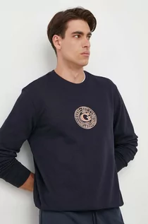 Bluzy męskie - Guess bluza bawełniana męska kolor granatowy z aplikacją - grafika 1