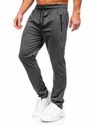 Spodnie sportowe męskie - Grafitowe spodnie męskie dresowe Denley JX6115 - miniaturka - grafika 1