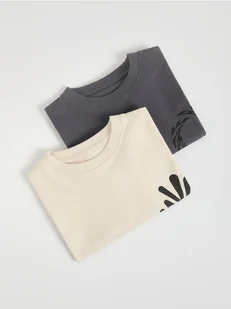 Reserved - Bawełniany longsleeve 2 pack - kremowy - Bluzki dla chłopców - miniaturka - grafika 1