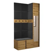 Meble do przedpokoju - Garderoba półszafa z lustrem szafka na buty meble do przedpokoju z panelami tapicerowanymi ORION 18 dąb artisan biały grafit - miniaturka - grafika 1