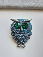 Broszki - 2W1 BROSZKA ZAWIESZKA NIEBIESKA SOWA CYRKONIE PIN - miniaturka - grafika 1