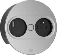 Gniazdka elektryczne - Bachmann BACHMANN TWIST 2 1xUTE 1xUSB A/C 22W 0.2m GST18 srebrny okrągły - miniaturka - grafika 1