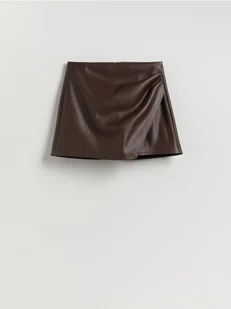 Reserved - Spódnico-szorty z imitacji skóry - ciemnobrązowy - Spodenki damskie - miniaturka - grafika 1