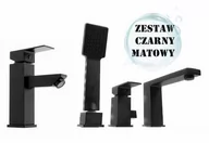 Zestawy baterii łazienkowych - TERZO zestaw Bateria Wannowa 3 Otworowa + umywalkowa CZARNA - miniaturka - grafika 1