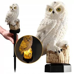 Figurka sowy z lampą solarną 15 x 8 cm, biała - Pozostałe ozdoby ogrodowe - miniaturka - grafika 1