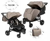 Wózki dziecięce - Wózek spacerowy dla bliźniaków KacBru GOLDIE TWINS Beżowy Mega Wyposażenie - miniaturka - grafika 1