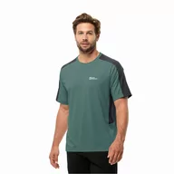 Koszulki męskie - Męska koszulka szybkoschnąca Jack Wolfskin NARROWS T M jade green - XXL - miniaturka - grafika 1
