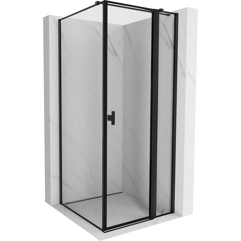 Mexen Mist T kabina prysznicowa uchylna prawa 95 x 95 cm, czarna ramka, czarna - 8A4T-095-095-70-70-P