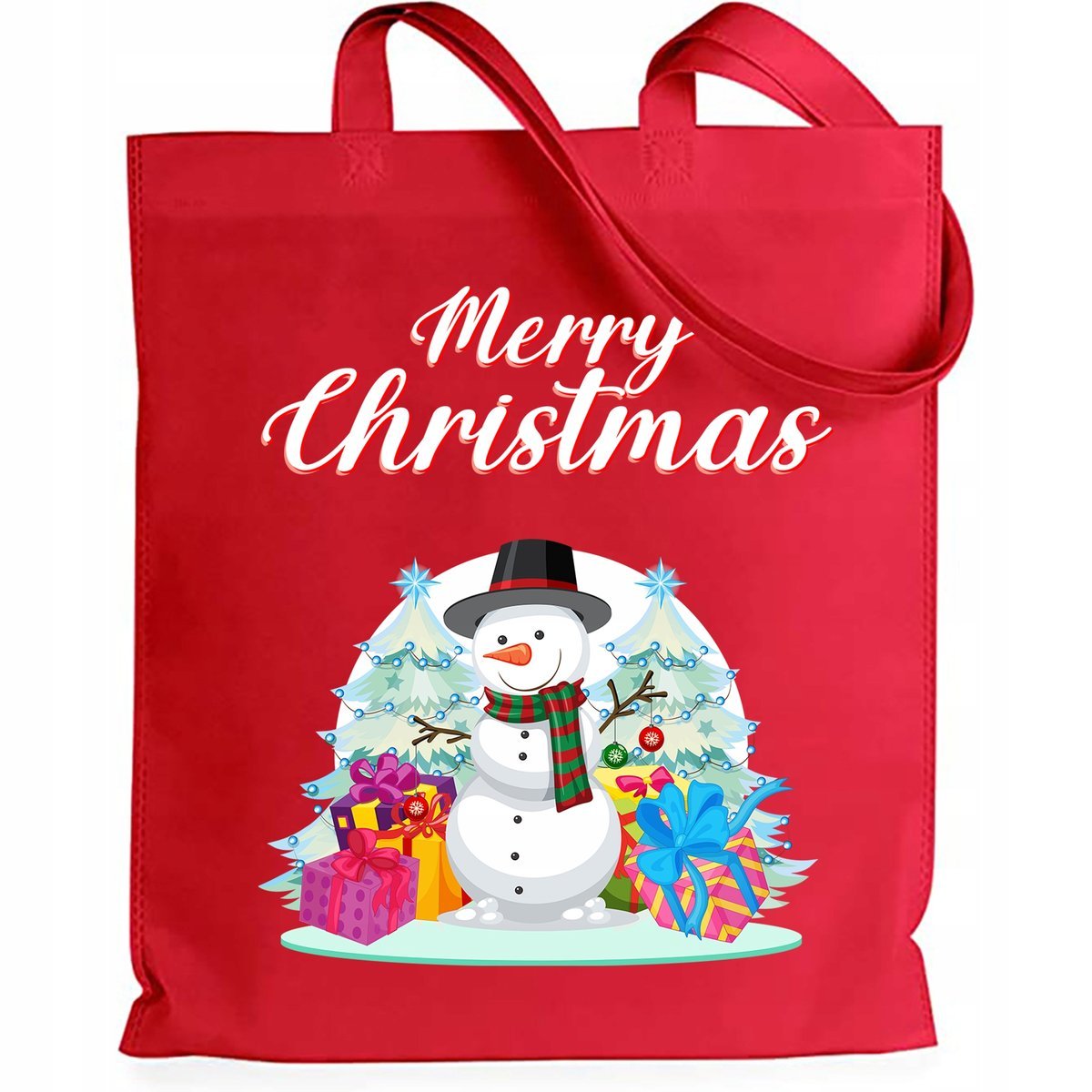 Torba Bawełniana Shoper Świąteczny Prezent Czerwona Merry Christmas Wzory