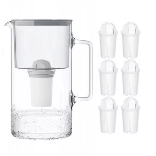 Wessper AquaClassic Crystalline 2,5L Szary szklany dzbanek filtrujący z 6 wkładami - Dzbanki filtrujące - miniaturka - grafika 1