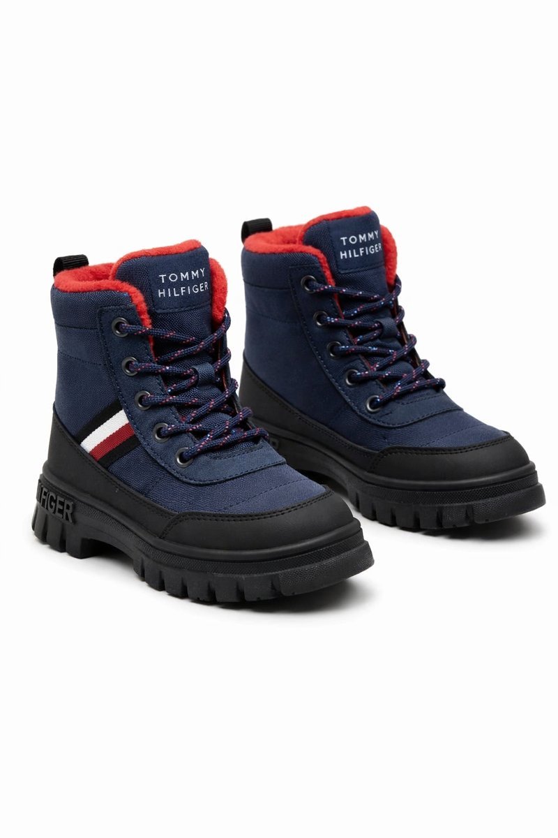 TOMMY HILFIGER ZIMOWE ŚNIEGOWCE GRANATOWE Z CZERWONYM OCIEPLENIEM 33 1I3A