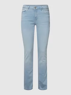Spodnie damskie - Jeansy z naszywką z logo - grafika 1