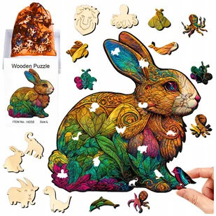 Duże Puzzle Drewniane Królik 122 Elementów Układanka Dla Dzieci Edukacyjne - Puzzle - miniaturka - grafika 1
