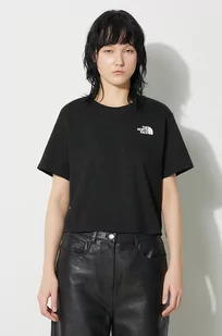 The North Face t-shirt W Simple Dome Cropped Slim Tee damski kolor czarny NF0A87U4JK31 - Koszulki sportowe damskie - miniaturka - grafika 1
