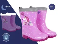 Buty dla dziewczynek - Kaloszki dziecięce z odblaskiem Jednorożec rozmiar 26/27 - miniaturka - grafika 1