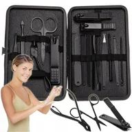 Zabawki kreatywne - Duży ZESTAW do MANICURE PRZYBORNIK do PAZNOKCI 16w1 czarny ETUI na prezent - miniaturka - grafika 1