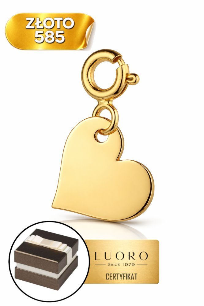 ZAWIESZKA ZŁOTA 585 14K SERCE PEŁNE 1 CM MODNY CHARMS PREZENT 1,6 CM