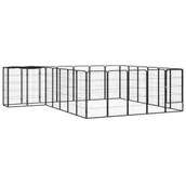 Sprzęt podróżny i transportery dla psów - vidaXL Kojec dla psa, 26 paneli, czarny, 50x100 cm, stal - miniaturka - grafika 1