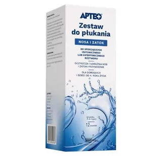 Apteo Zestaw APTEO do płukania nosa i zatok 12 saszetek+butelka Wysyłka kurierem tylko 10,99 zł - Przeziębienie i grypa - miniaturka - grafika 1