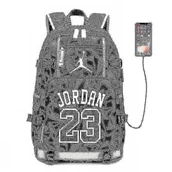 Plecaki - Nba Peripheral Series Star Wielofunkcyjny plecak USB Świetlisty fluorescencyjny plecak Szary Jordan - miniaturka - grafika 1