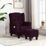 Fotele - vidaXL Fotel masujący z podnóżkiem, fioletowy, obity tkaniną - miniaturka - grafika 1