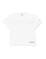 Koszulki dla dziewczynek - Tommy Hilfiger Koszulka dziewczęca Tommy metaliczna folia S/S t-shirt, biała, 92 - miniaturka - grafika 1