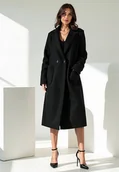 Płaszcze damskie - Plaszcz damski bukla Czarny płaszcz damski M1113 rozmiar Uniwersalny - miniaturka - grafika 1